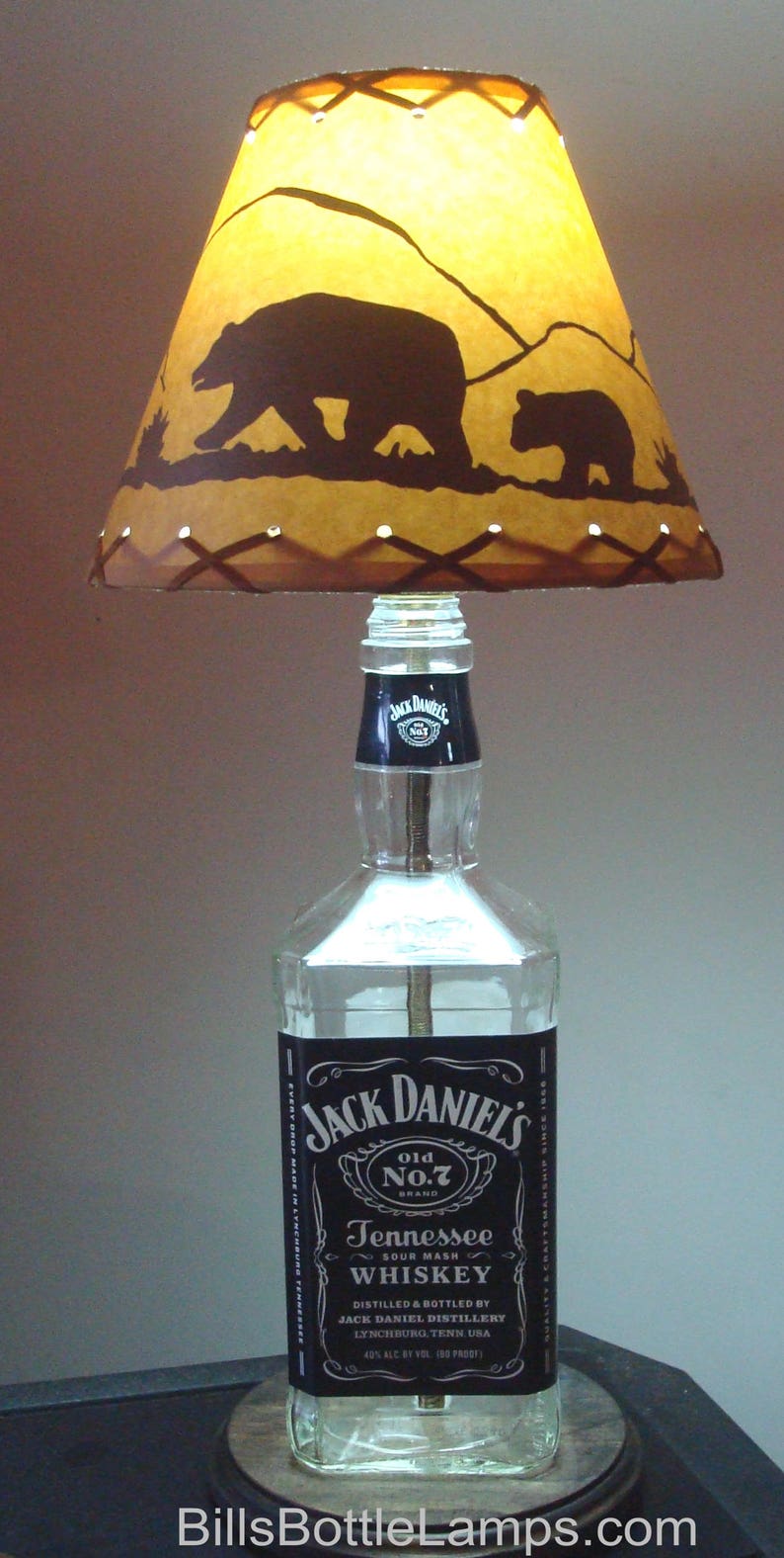 Complete 1.75L Liquor Bottle TABLE LAMP Package w/ Laced Shade & White LED Bulb 