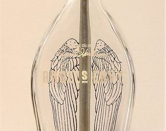 Lámpara de mesa Angels Envy con forma de botella de whisky Kentucky y base de madera, ideal para decorar tu escritorio, bar o pub, o para tu sala de estar.