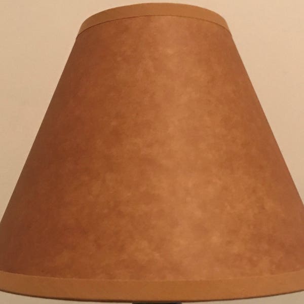 Classic LAMP SHADE Rustic Cottage Table Light Lamp Shade Faux Oil Kraft Clip-On Bulb Style 9" inch Cone Country Log Cabin Lodge, Bottle Lamp