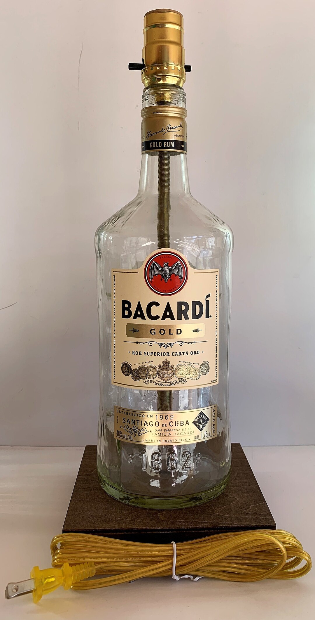Bacardi Rum Gold Large 1.75L Liquor Bottle TABLE LAMP With Etsy