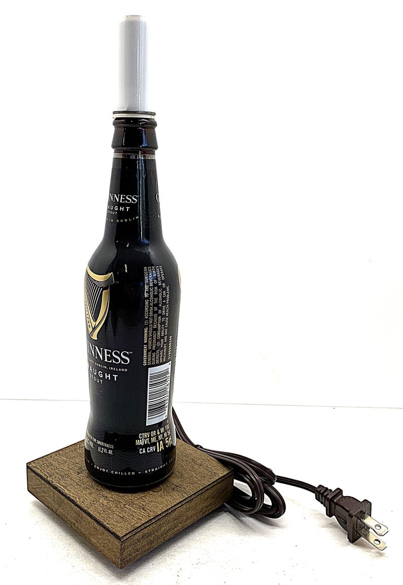 Guinness Beer Bottle TABLE LAMP Light w/ Laced SHADE & Bulb Home Bar Pub Lounge Decor Party Lighting image 8