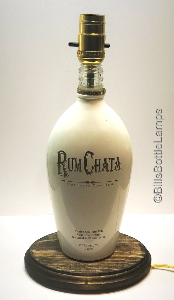 Rum Chata Liquor Bottle TABLE LAMP With Wood Base Desk Accent Etsy