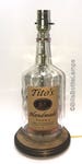 Tito's Vodka Large 1.75L Liquor Bottle TABLE LAMP with Wood Base, Desk Accent Light, Home Bar, Pub Lounge Decor, Man Cave Lighting 