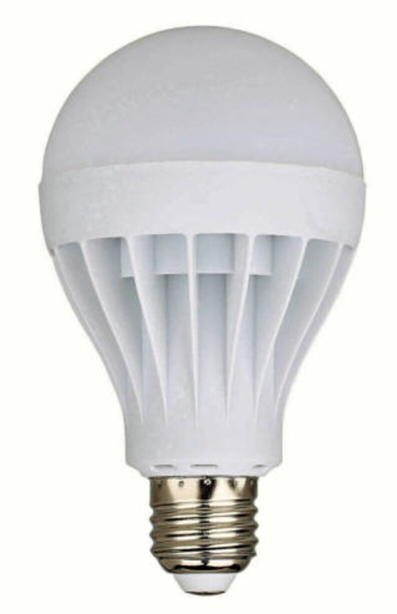 May include: A white LED light bulb with a standard screw-in base.