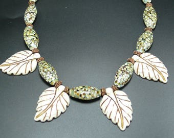 White Howlite Leaf Necklace