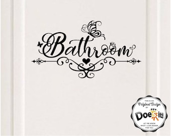 Bathroom Restroom Toilet Door Sign Art Vinyl Home Decor Wall Sticker Decal 172
