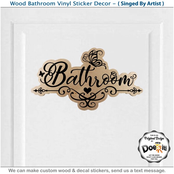 Wood Bathroom Restroom Door Sign Airbrush Paint Art Work Wall Sticker Decor 172W