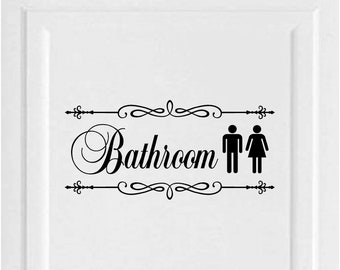 Bath Door Decal, Home Decor, Bathroom Sticker Sign, Vinyl Letters Wall Art, 024