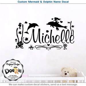 Custom Name Dolphin & Mermaid Under Water Decal Wall Sticker Nursery Decal 189