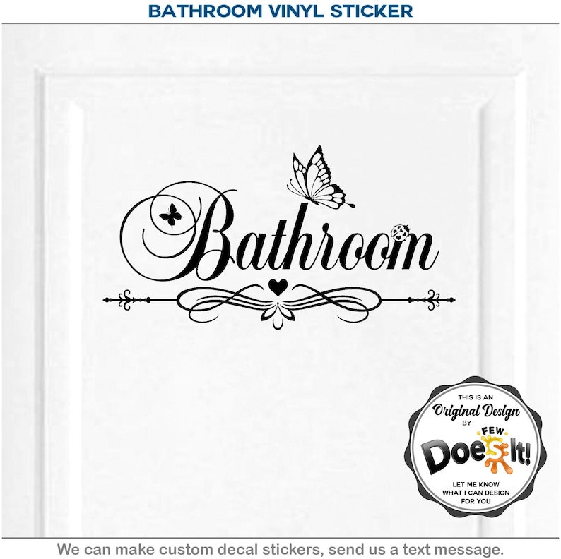 Bathroom Restroom Toilet Door Sign Art Vinyl Home Decor Wall Etsy