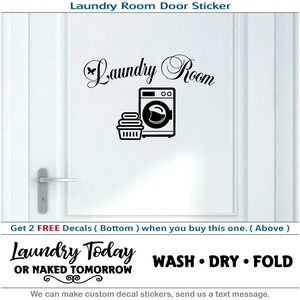 Laundry Room Door Decal, Wash Dry Fold Vinyl sticker, Wall Art Home Decor, 030