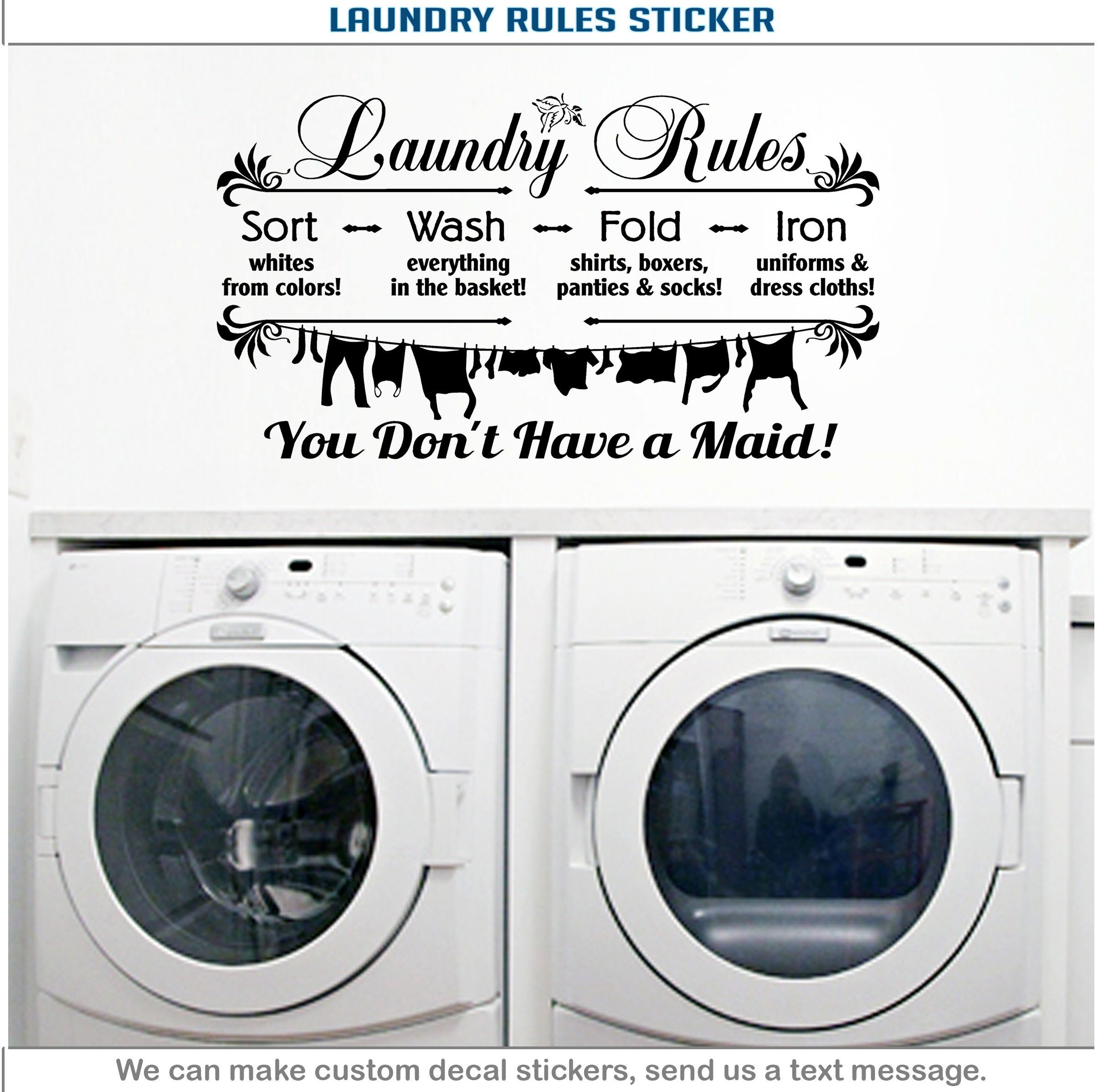 Swash Washer Dryer Ironing Clothes Details about / LAUNDRY ROOM Vinyl Decal Sticker