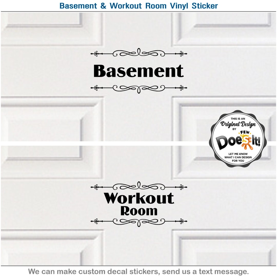 Basement & Workout Room Gym Door Exercise Home Vinyl Sticker Decor Art ...