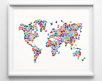 Impression De Carte Monde Chat Etsy Impression De Carte Monde Chat Etsy