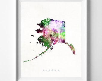 Alaska Map Print, Juneau Print, Alaska Poster, Map Print, Wall Decor, Watercolor Painting, Travel Poster, Home Decor, Christmas Gift