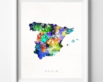 Spain Map Print, Madrid Print, Spain Poster, Madrid Map, Map Poster, Watercolor Painting, Map Art, Wall Decor, Travel, Christmas Gift