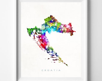 Croatia Map Print, Zagreb Print, Croatia Poster, Watercolor Painting, Map Poster, Wall Art, Home Decor, Maps, Christmas Gift