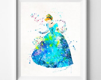 Cinderella Print, Cinderella Art, Aquarelle Art, Cinderella Disney, Cinderella Poster, Disney Art, Nursery Decor, Type 3, Saint-Valentin