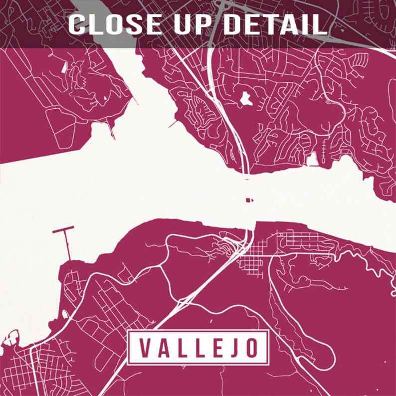 Vallejo California Map Print Street Poster Street Map  Etsy
