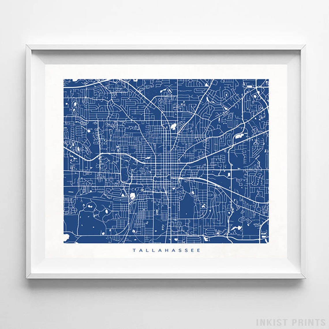 Tallahassee Map Florida Print Tallahassee Poster Florida Etsy