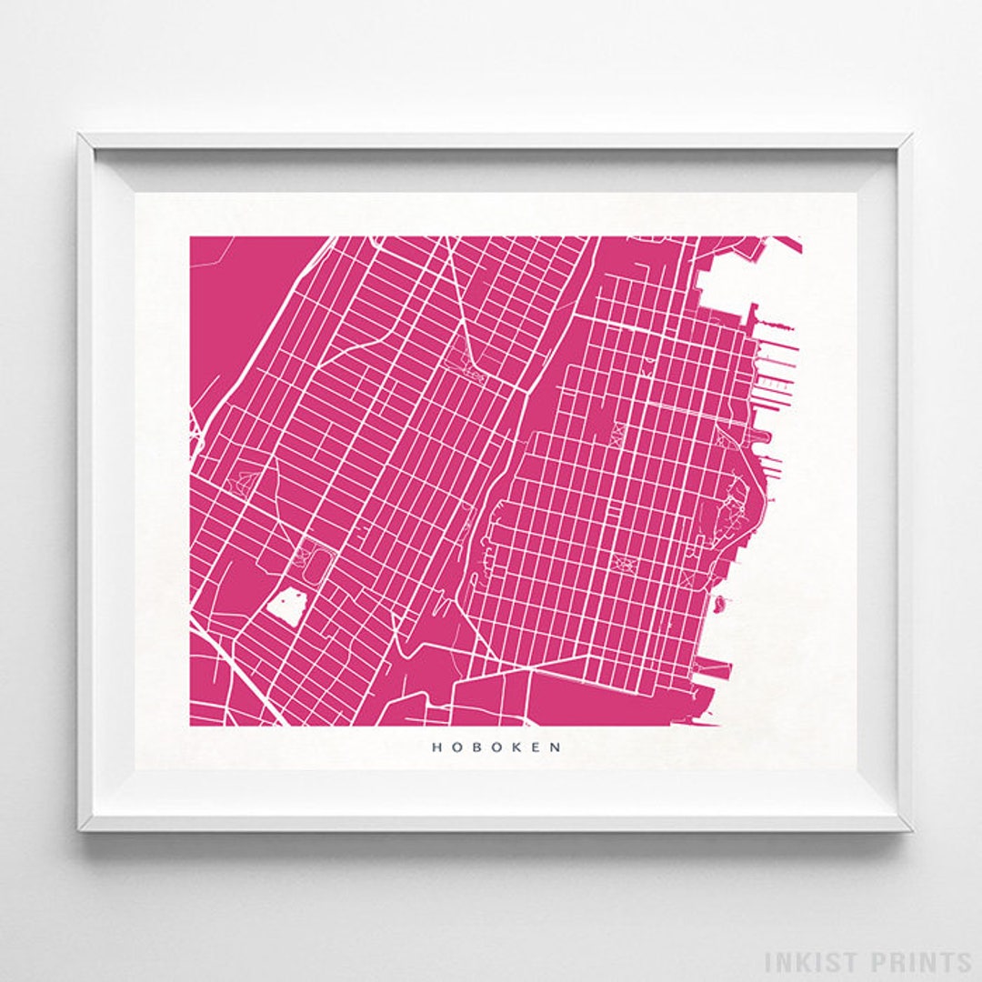 Hoboken Map, New Jersey Print, NJ Poster, Hoboken Art, Art Prints, Wall