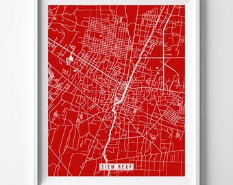 Siem Reap, Cambodia Map, Street Print, City Road Poster, Office Decoration, Home Decor, Urban Interior, Modern Artwork, Christmas Gift