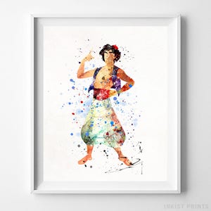 Aladdin Print, Aladdin Watercolor Art, Gift For Her Idea, Disney Poster, Bedroom Decor, Dorm Artations, Bathroom Wall Art, Dorm Art