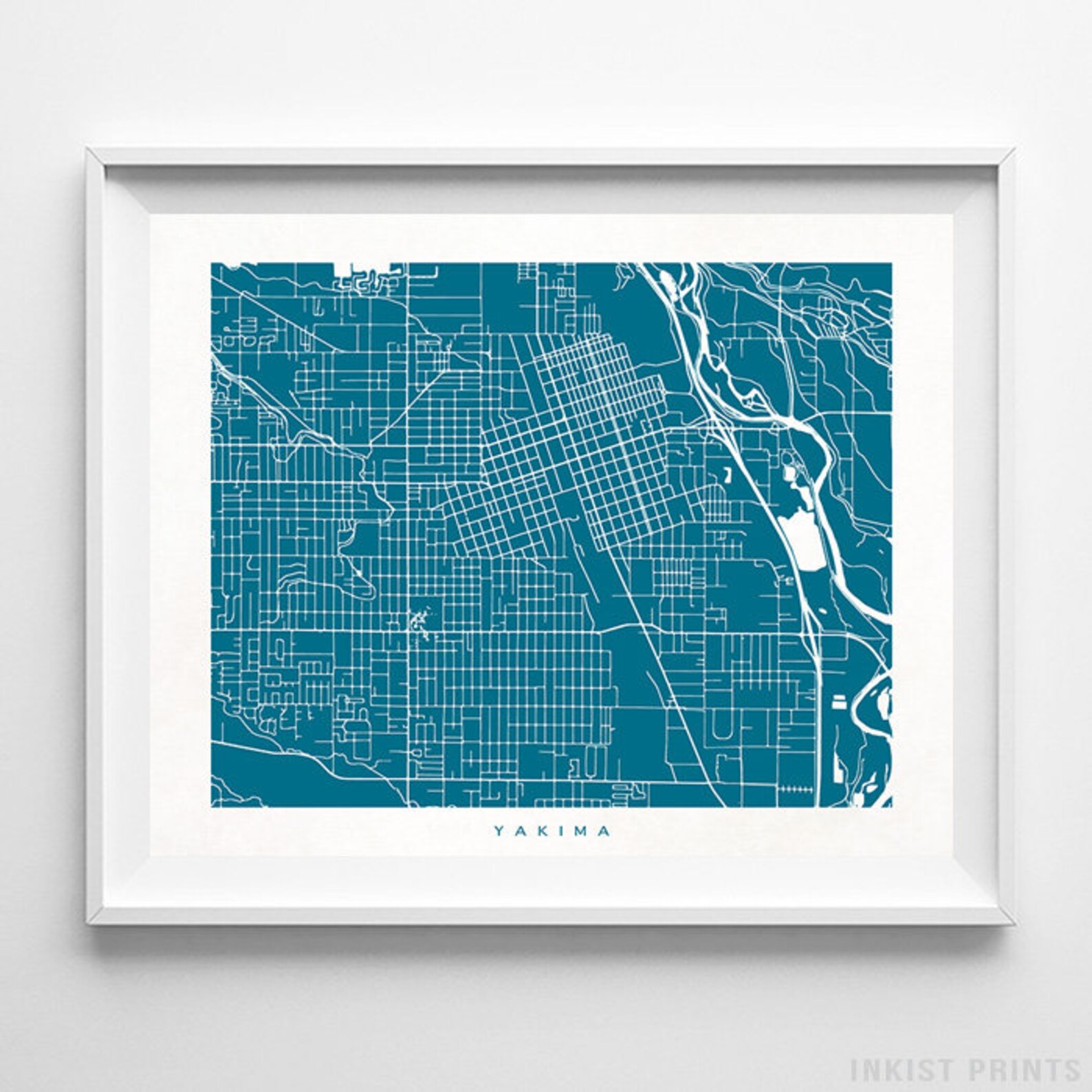 Yakima Map Washington Print Yakima Poster Washington Art Etsy