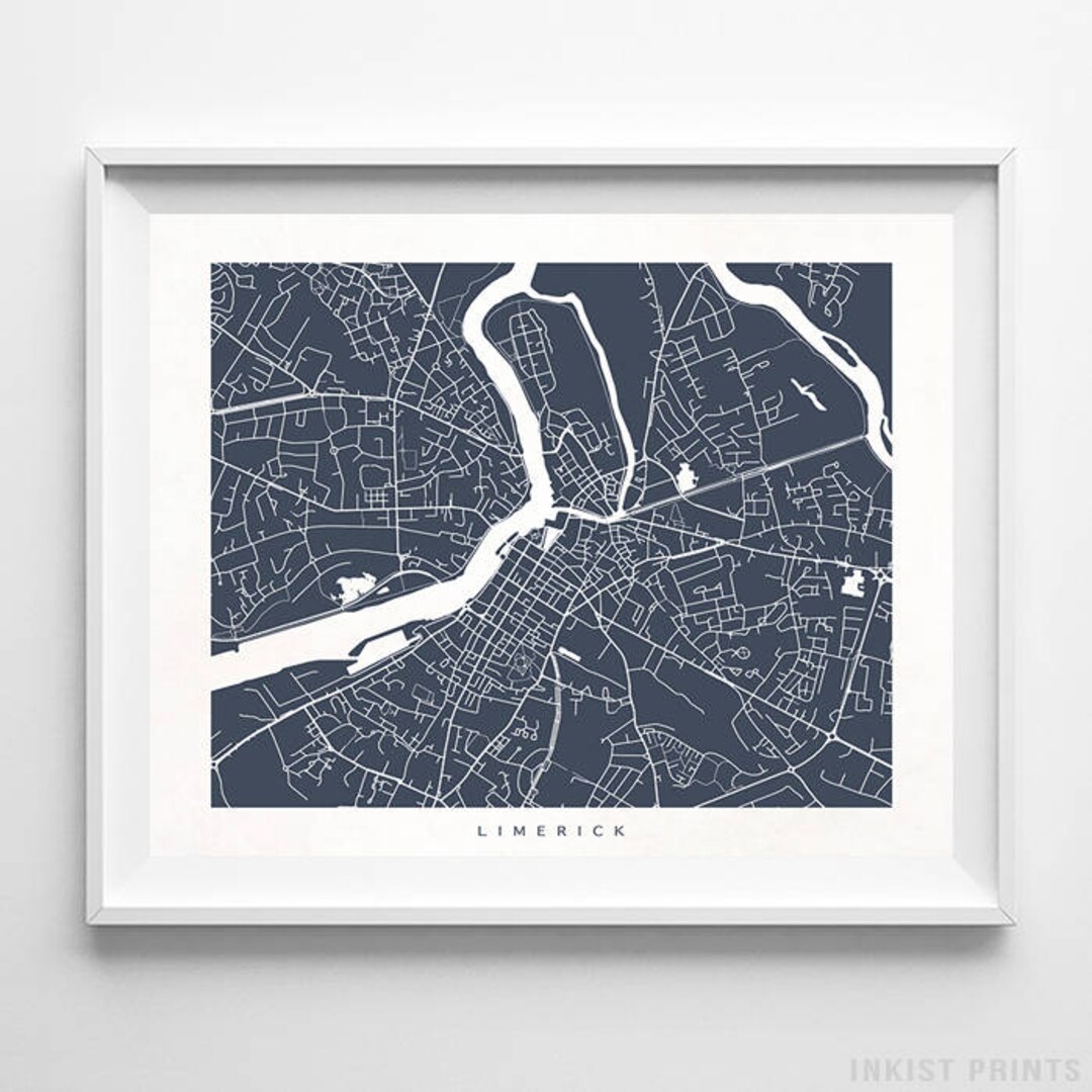 Limerick Map Ireland Print Limerick Poster Irish Art Etsy