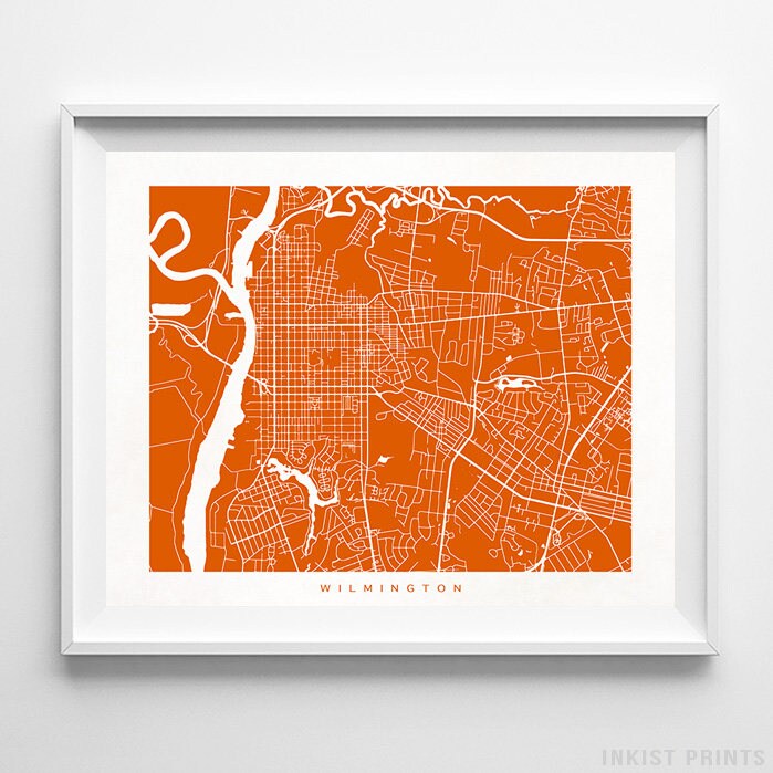 Wilmington Map North Carolina Print Wilmington Poster North Etsy