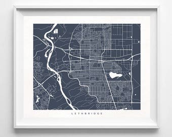 Lethbridge Map, Canada Print, Lethbridge Poster, Canadian Art, Giclee, Valentines Decor, Valentines Decorations, Dorm Wall Decor, Valentines