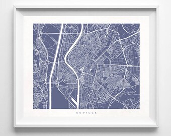 Seville Map, Spain Print, Seville Poster, Spanish Art, Modern Home Decor, Bathroom Art, Kids Wall Art, Art Print Shop, Christmas Gift