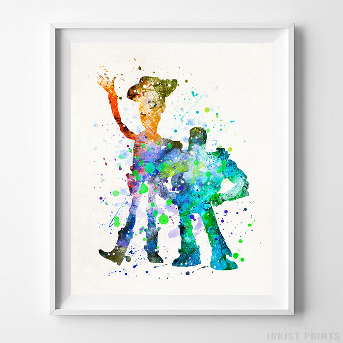 Home & Garden TOY STORY Print Poster Watercolour Framed Canvas Wall Art Gift idea Andy Woody