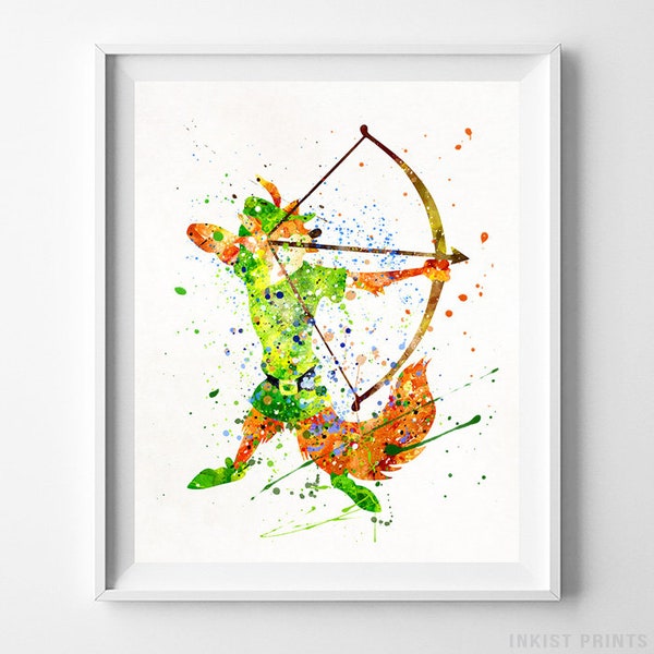 Robin Hood Print, Robin Hood Art, Watercolor Decor, Children Room, Baby Room Art, Home Decor, Nursery Decor, Type 3, Christmas Gift