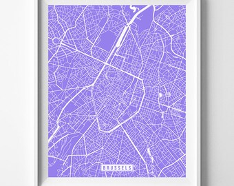 Brussels, Belgium, Europe Map Print, City Road, Street Poster, Office Decoration, Urban Interior, Decor, Modern Artwork, Christmas Gift