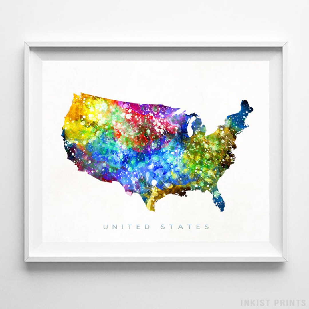 United States Map Print US Print United States Poster US - Etsy