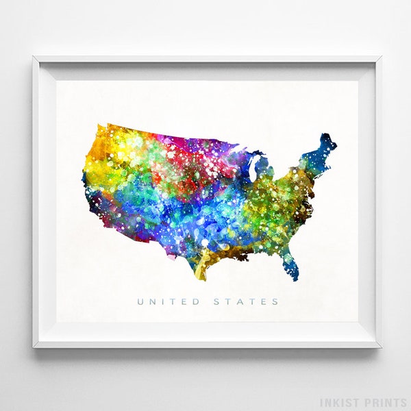 United States Map Print, US Print, United States Poster, US Map, Children Room, Watercolor Map, Room Decor, Map Poster, Christmas Gift