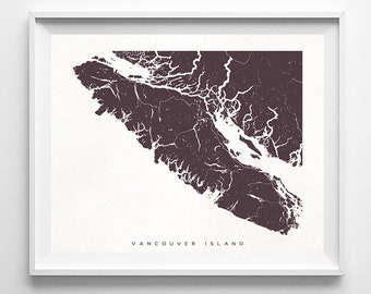 Vancouver Island Street Map, Canada Poster, Hometown Print, Modern Home Decor, Office Decoration, Wall Hanging, Art, Christmas Gift