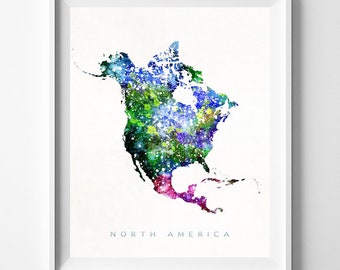 North America Map Print, North America Poster, America Print, Map Art, Room Decor, State Art, Map Print, Travel Poster, Christmas Gift