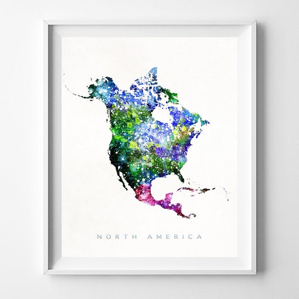 North America Map Print, North America Poster, America Print, Map Art, Room Decor, State Art, Map Print, Travel Poster, Christmas Gift