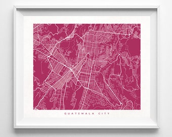 Guatemala City Map, Guatemala Print, Guatemala City Print, Guatemala Poster, Dorm Wall Decor, Room Decor, Office Wall Art, Valentines Day