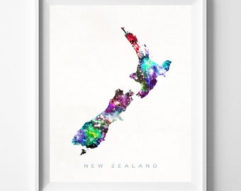 New Zealand Map Print, Wellington Print, New Zealand Poster, Wellington Map, Watercolor Map, Wall Hanging, Home Decor, Christmas Gift