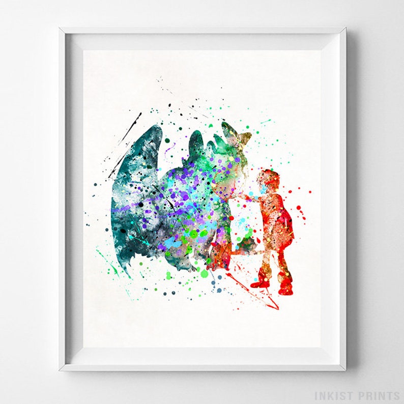 How To Train Your Dragon Hiccup Print Hiccup Watercolor Gift Idea Disney Poster Pixar Poster Night Fury Bedroom Decor Dorm Art