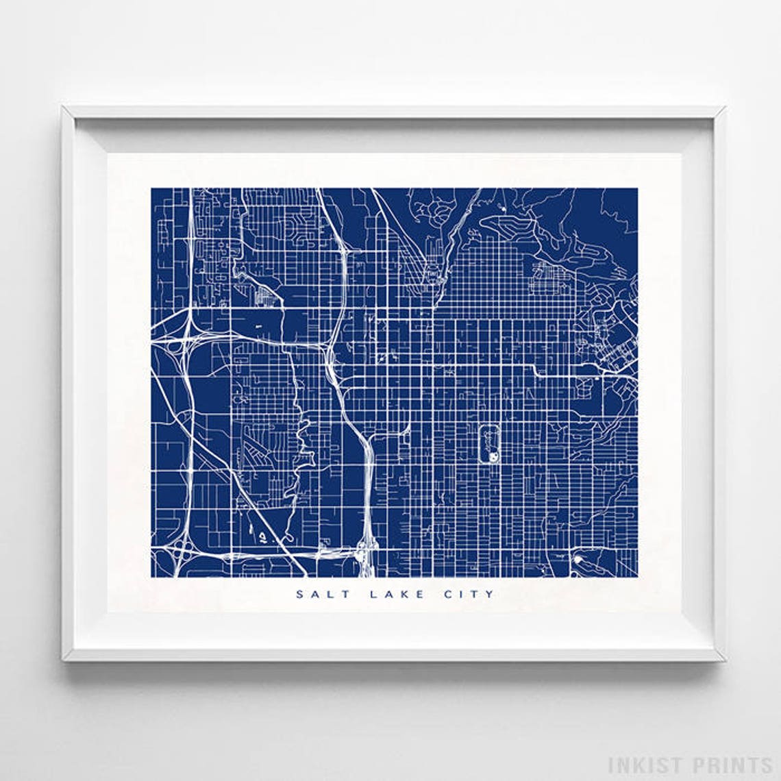 Salt Lake City Map Utah Print Salt Lake City Poster Utah Etsy