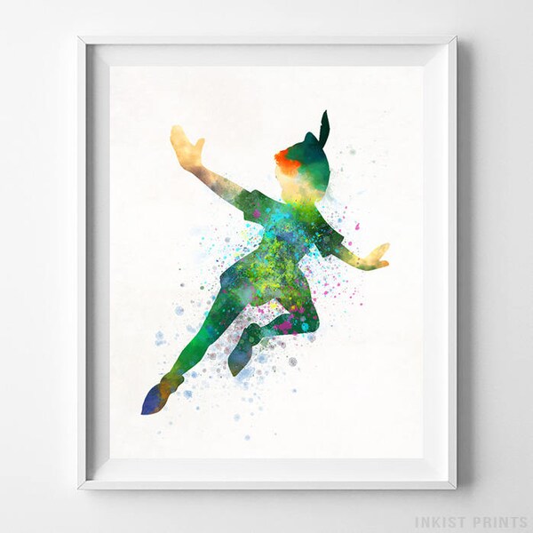 Peter Pan Poster, Peter Pan Watercolor, Gift For Her, Disney Art, Disney Nursery, Baby Gift, Neverland Art, Peter Pan Decor, Valentines Day