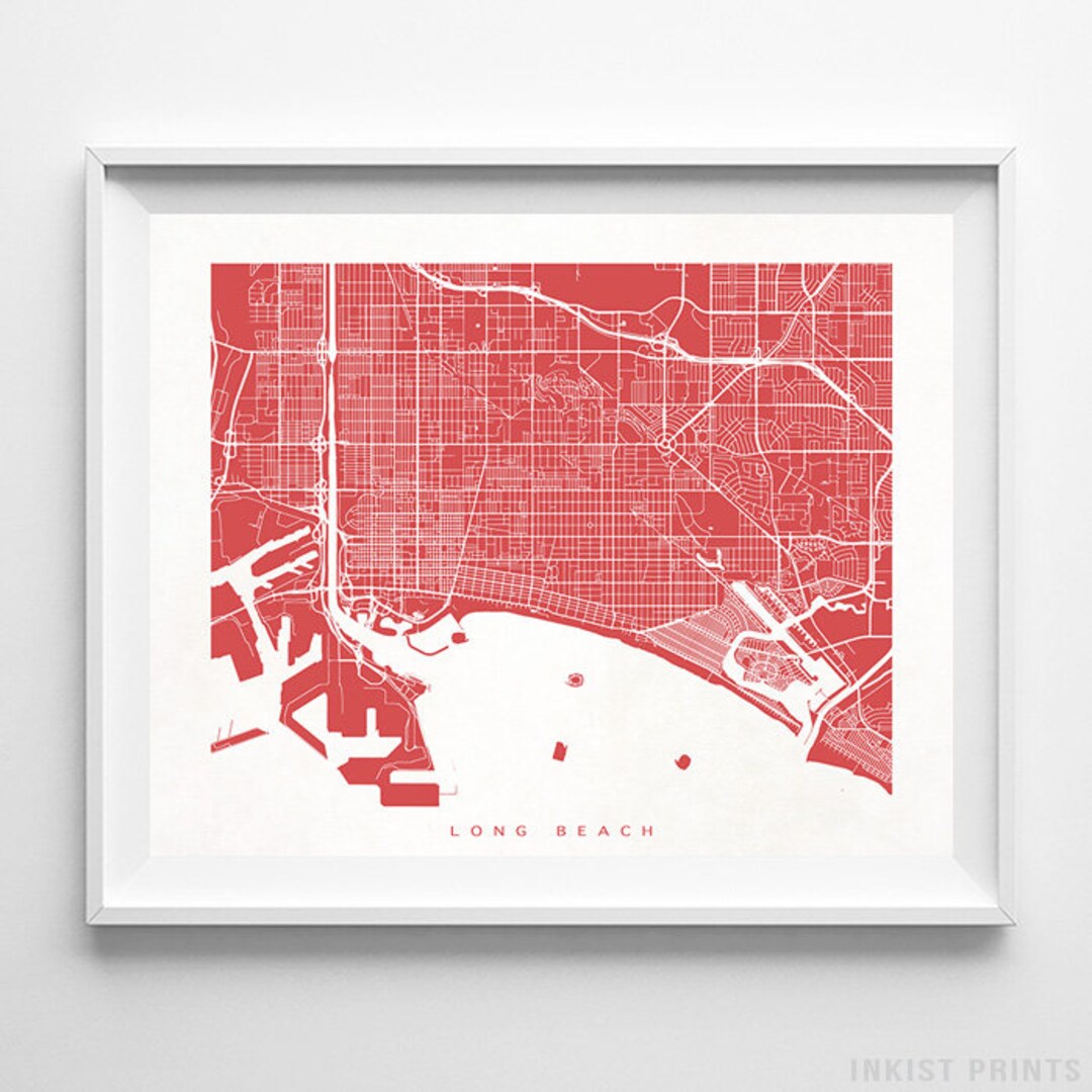 Long Beach Map California Print Californian Poster Map - Etsy