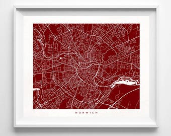 Norwich Map, England Print, Norwich Poster, United Kingdom Art, Wedding Gift, Office Decor, Posters, Artwork Sale, Christmas Gift