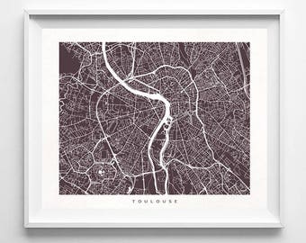 Toulouse Map, France Print, Toulouse Poster, France Art, Illustration, Modern Home Decor, Bathroom Art, Art Print Shop, Christmas Gift