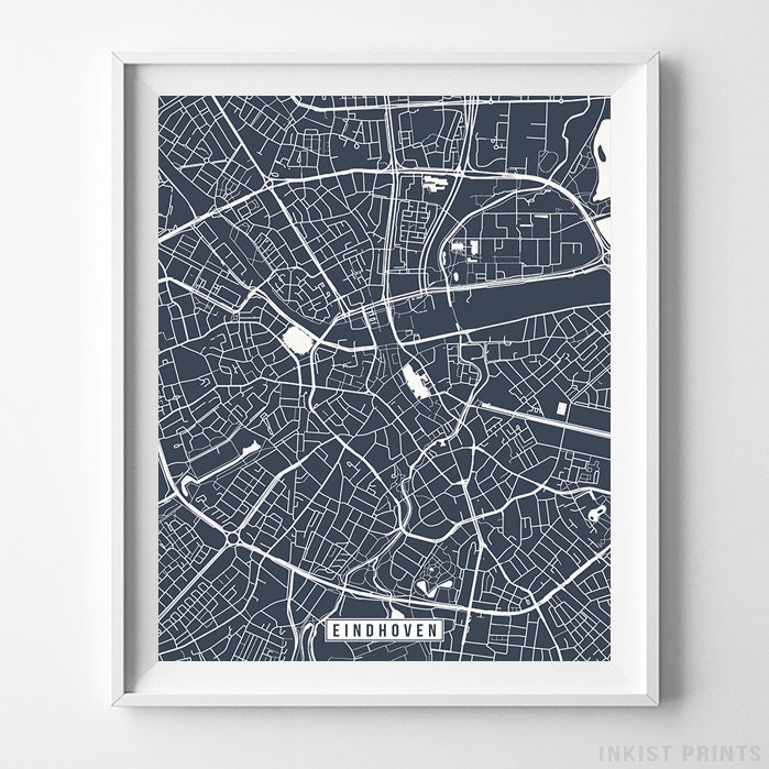 Eindhoven Netherlands Europe Map Print City Road Street Etsy