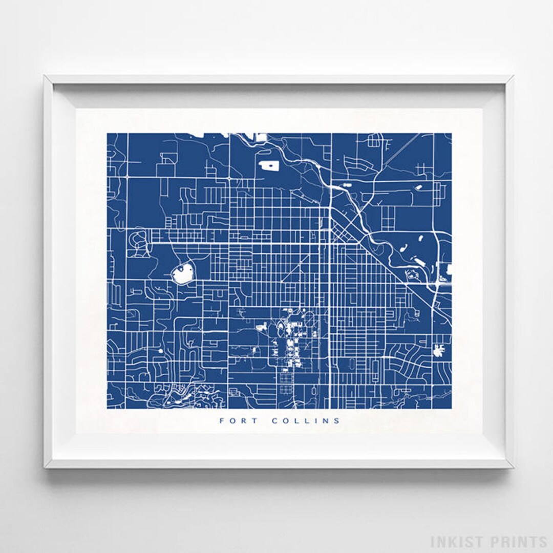 Fort Collins Map, Colorado Print, Fort Collins Poster, Colorado Art